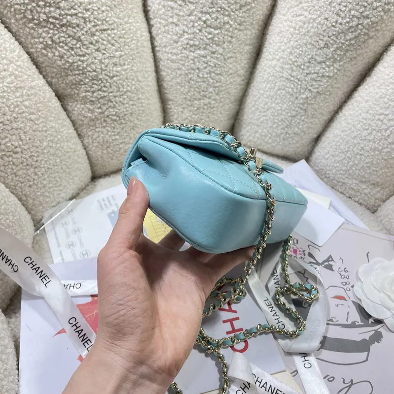 Chanel AP4592 25S Mini Flap Lake blue Lambskin gold