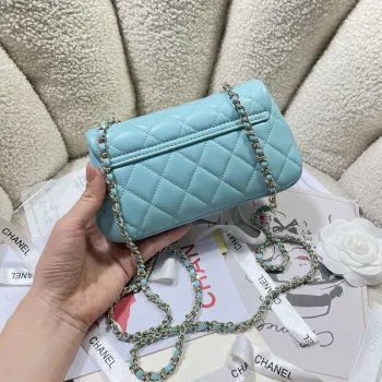 Chanel AP4592 25S Mini Flap Lake blue Lambskin gold
