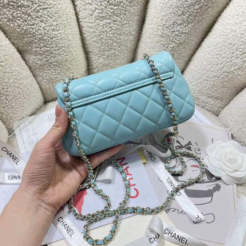 Chanel AP4592 25S Mini Flap Lake blue Lambskin gold