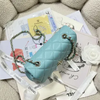 Chanel AP4592 25S Mini Flap Lake blue Lambskin gold