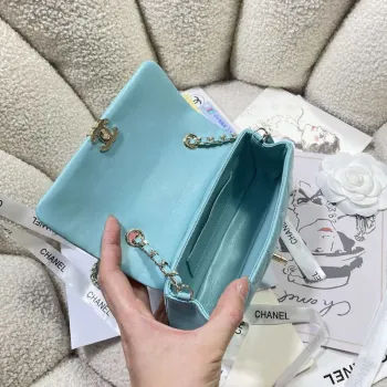 Chanel AP4592 25S Mini Flap Lake blue Lambskin gold