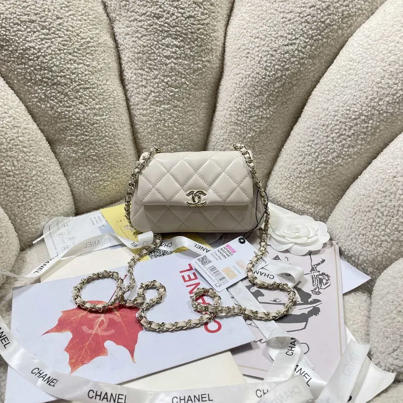 Chanel AP4593 25S Mini Flap White Lambskin with Gold