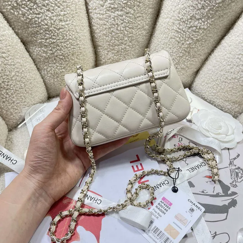 Chanel AP4593 25S Mini Flap White Lambskin with Gold