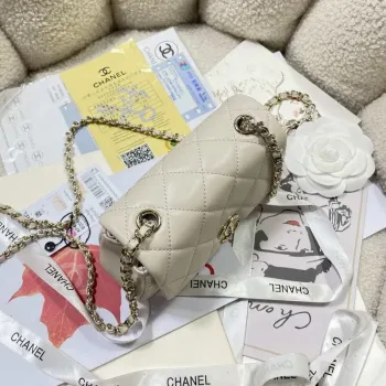 Chanel AP4593 25S Mini Flap White Lambskin with Gold