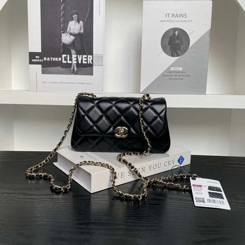 Chanel AP4592 25S Mini Flap Black Lambskin gold