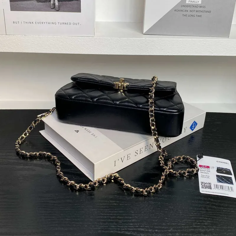 Chanel AP4592 25S Mini Flap Black Lambskin gold