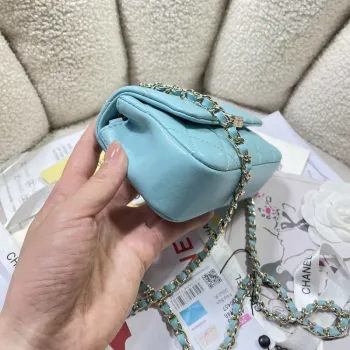 Chanel AP4593 25S Mini Flap Lake blue Lambskin with Gold