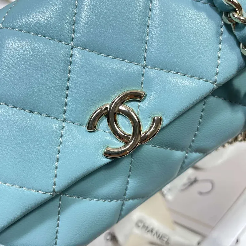 Chanel AP4593 25S Mini Flap Lake blue Lambskin with Gold