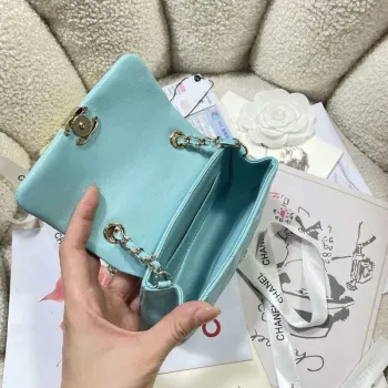 Chanel AP4593 25S Mini Flap Lake blue Lambskin with Gold