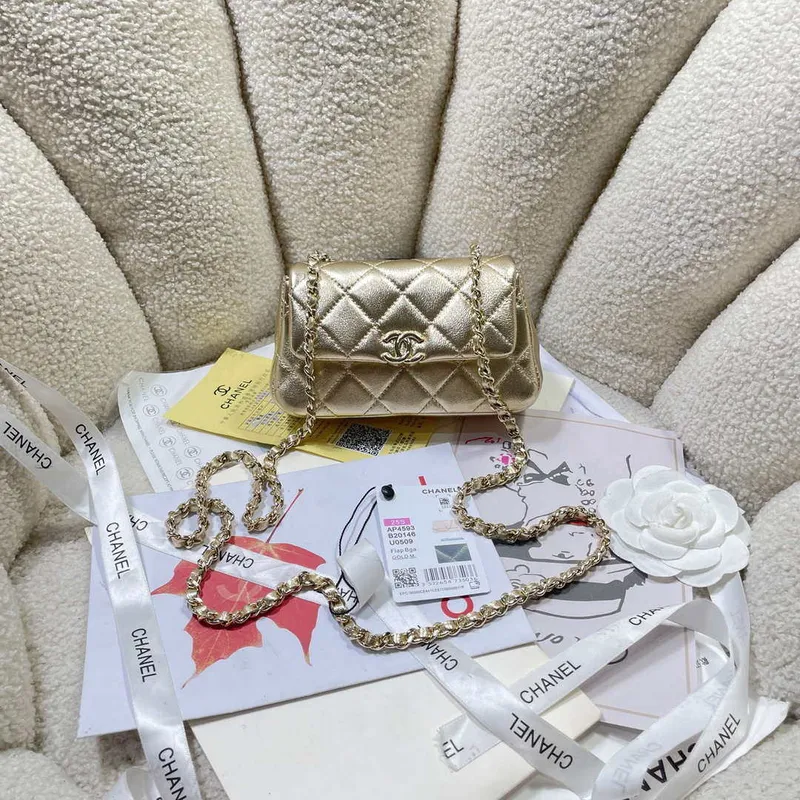 Chanel AP4593 25S Mini Flap Gold Lambskin with gold Hardware
