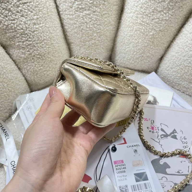 Chanel AP4593 25S Mini Flap Gold Lambskin with gold Hardware