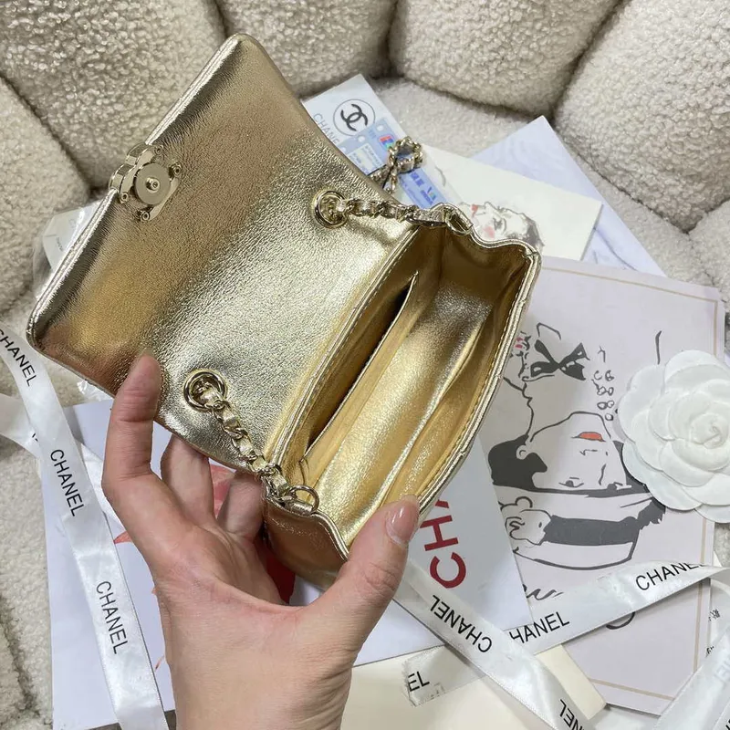 Chanel AP4593 25S Mini Flap Gold Lambskin with gold Hardware