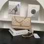 Chanel 25P AS5353 Flap Bag Shiny Lambskin  Imitation Pearls & Gold Tone Metal Apricot