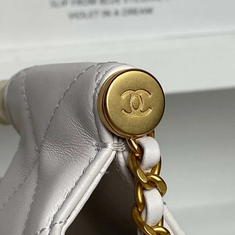 Chanel AS5390 25P Limited Edition Pearl Handle Flap Bag White Lambskin