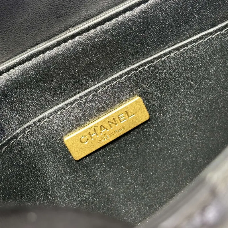 Chanel 25P AS5356 Meduim Flap Bag With Top Handle Black Lambskin