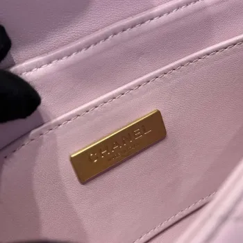 Chanel 25P AS5355 Small Flap Bag With Top Handle Pink Lambskin