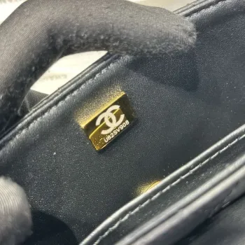 Chanel 25P AS5355 Small Flap Bag With Top Handle Black Lambskin