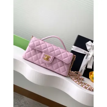 Chanel 25SS AS5354 Mini Flap Bag with Top Handle Lambskin Pink