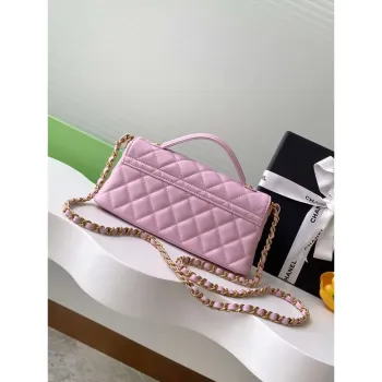 Chanel 25SS AS5354 Mini Flap Bag with Top Handle Lambskin Pink