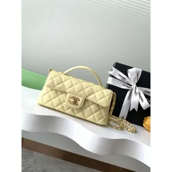 Chanel 25SS AS5354 Mini Flap Bag with Top Handle Lambskin Yellow