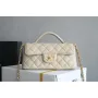 Chanel 25SS AS5354 Mini Flap Bag with Top Handle Lambskin Apricot