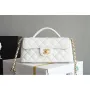 Chanel 25SS AS5354 Mini Flap Bag with Top Handle Lambskin White