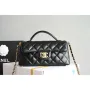 Chanel 25SS AS5354 Mini Flap Bag with Top Handle Lambskin Black