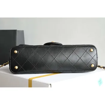 Chanel 25SS AS5354 Mini Flap Bag with Top Handle Lambskin Black