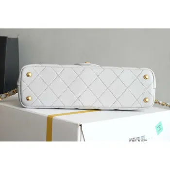 Chanel 25SS AS5354 Mini Flap Bag with Top Handle Lambskin Gray