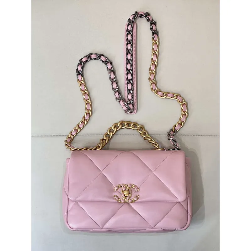 Chanel AS1160 Chanel 19 Handbag Flap Lambskin Pink