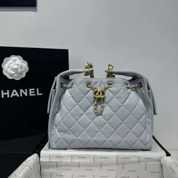Chanel AS5293 Small Hobo Calfskin & Gold Tone Metal Ligth Blue