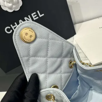Chanel AS5293 Small Hobo Calfskin & Gold Tone Metal Ligth Blue