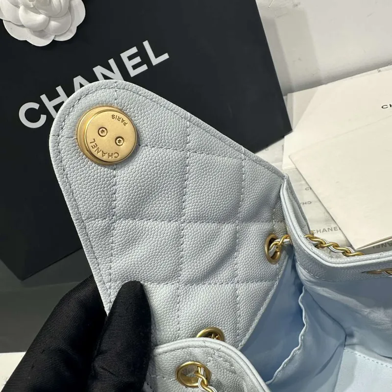 Chanel AS5293 Small Hobo Calfskin & Gold Tone Metal Ligth Blue