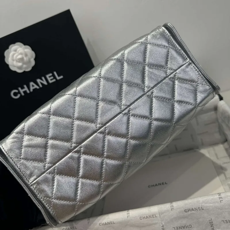 Chanel AS5293 Small Hobo Calfskin & Gold Tone Metal Silver