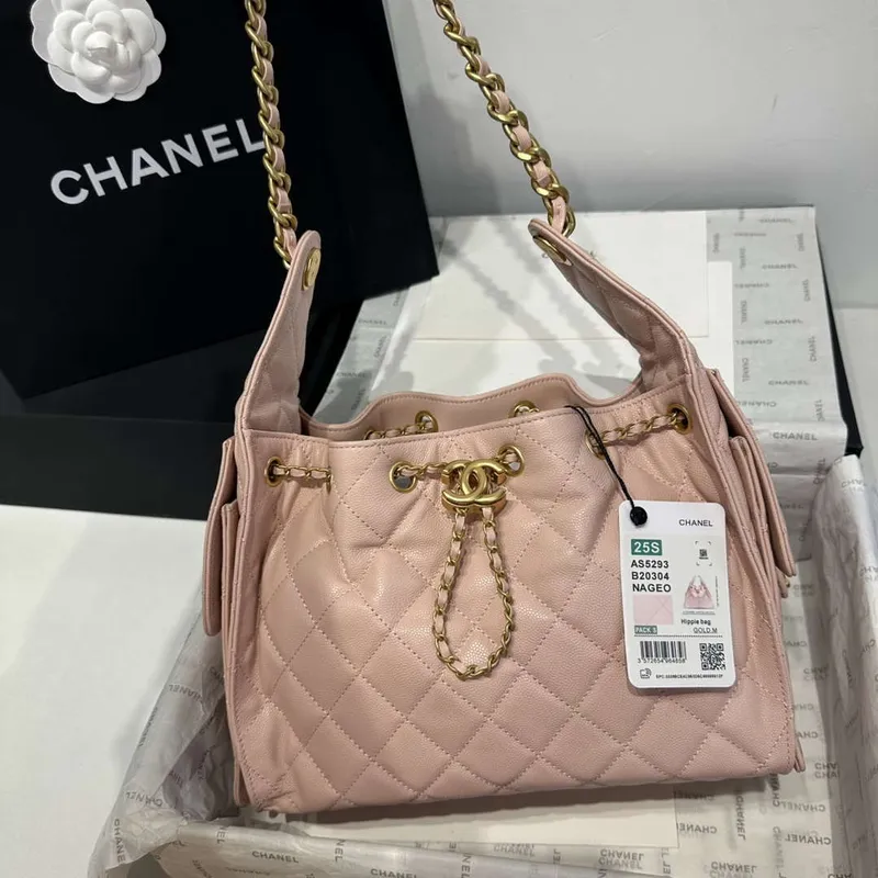 Chanel AS5293 Small Hobo Calfskin & Gold Tone Metal Pink