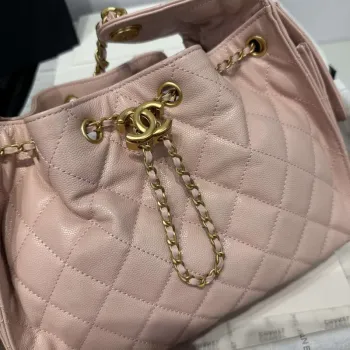 Chanel AS5293 Small Hobo Calfskin & Gold Tone Metal Pink