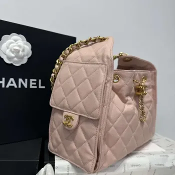 Chanel AS5293 Small Hobo Calfskin & Gold Tone Metal Pink