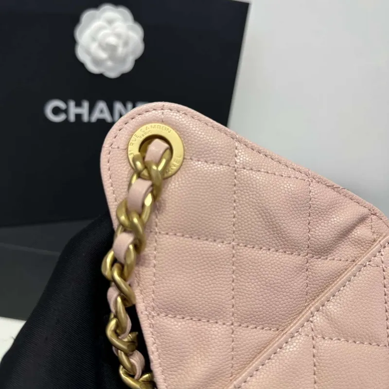 Chanel AS5293 Small Hobo Calfskin & Gold Tone Metal Pink