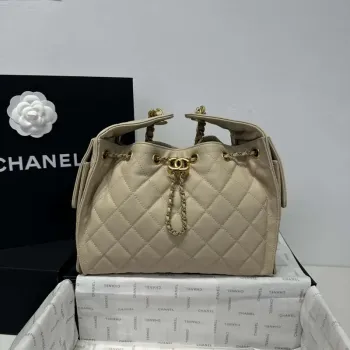 Chanel AS5293 Small Hobo Calfskin & Gold Tone Metal Apricot