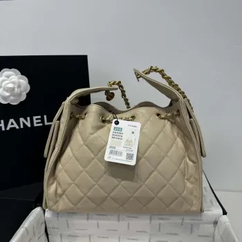 Chanel AS5293 Small Hobo Calfskin & Gold Tone Metal Apricot
