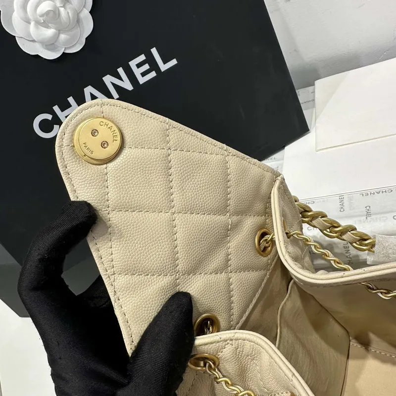Chanel AS5293 Small Hobo Calfskin & Gold Tone Metal Apricot