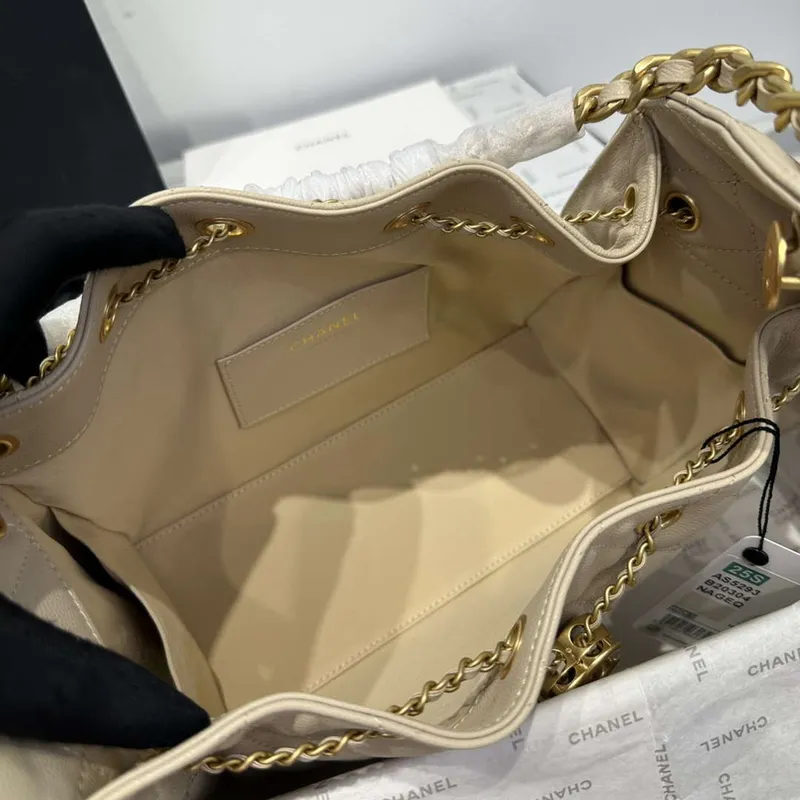 Chanel AS5293 Small Hobo Calfskin & Gold Tone Metal Apricot