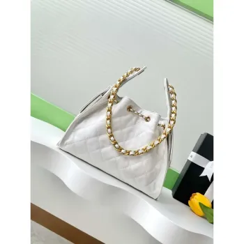 Chanel AS5293 Small Hobo Calfskin & Gold Tone Metal White