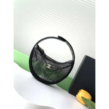 Chanel AP4575 25S Pouch Mesh Shiny Lambskin & Gold Tone Metal Black