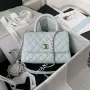 Chanel A92990 Medium Flap Bag With Top Handle Calfskin  Bag Light Blue