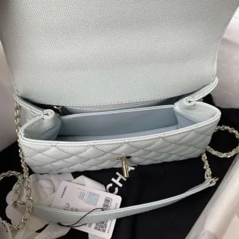 Chanel A92990 Medium Flap Bag With Top Handle Calfskin  Bag Light Blue