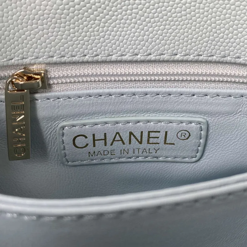 Chanel A92990 Medium Flap Bag With Top Handle Calfskin  Bag Light Blue