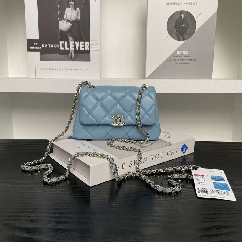 Chanel AP4593 25S Mini Flap Lambskin Blue gold