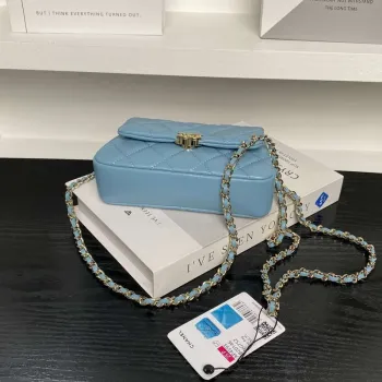 Chanel AP4593 25S Mini Flap Lambskin Blue gold