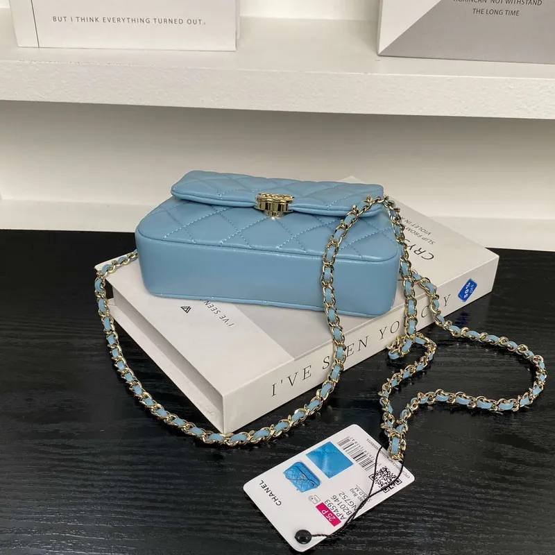 Chanel AP4593 25S Mini Flap Lambskin Blue gold